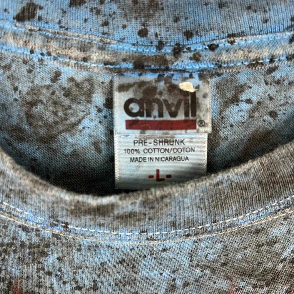 Anvil Easyriders Saloon Blue Black Tie Dye Skull Dreamcatcher T-Shirt Mens Sz L